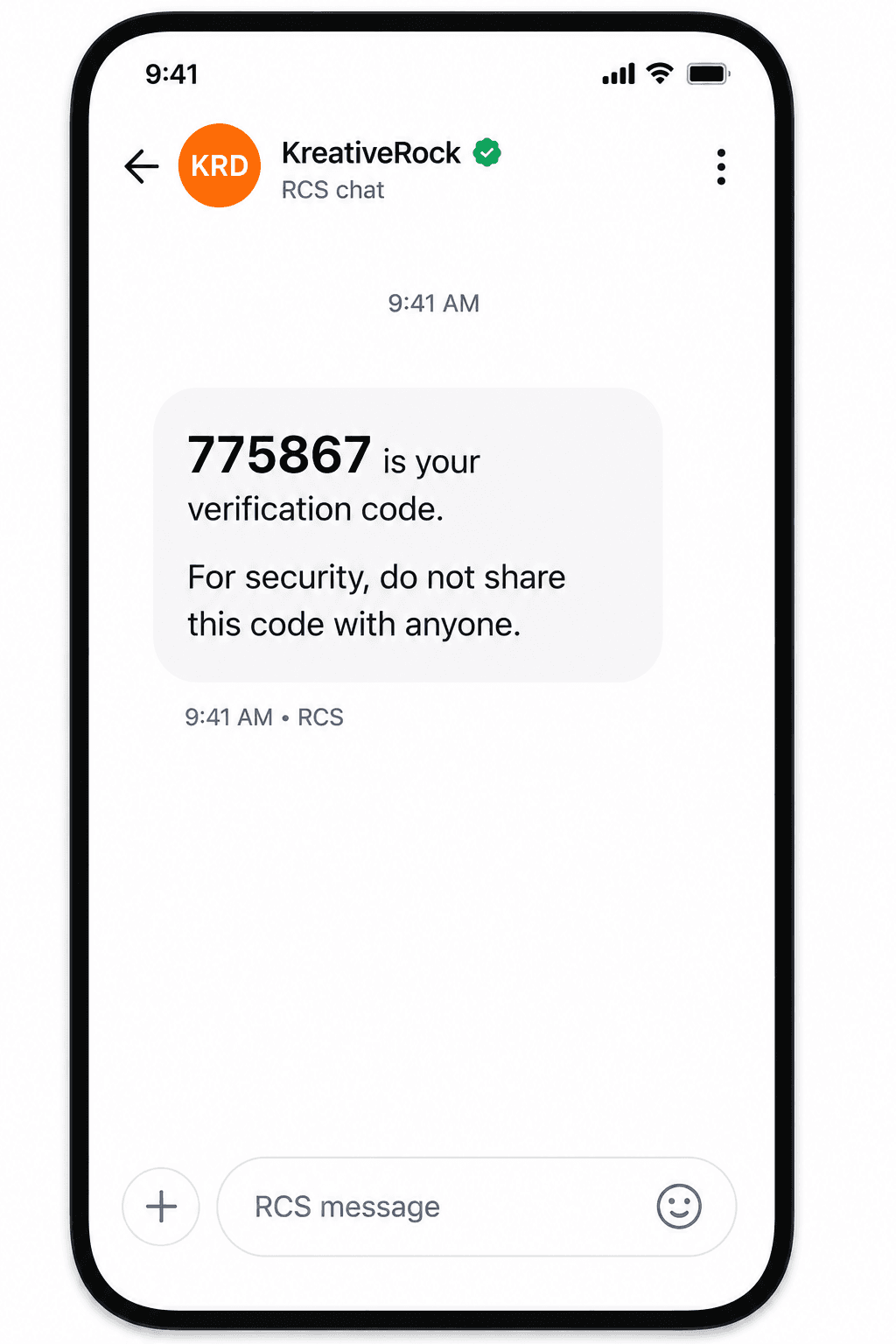 A one-time verification code notification